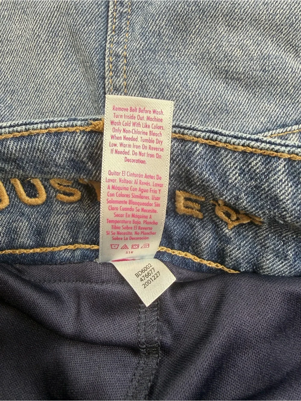 Justice Embroidered Denim Skirt in Blue with Gold Accent SZ 14